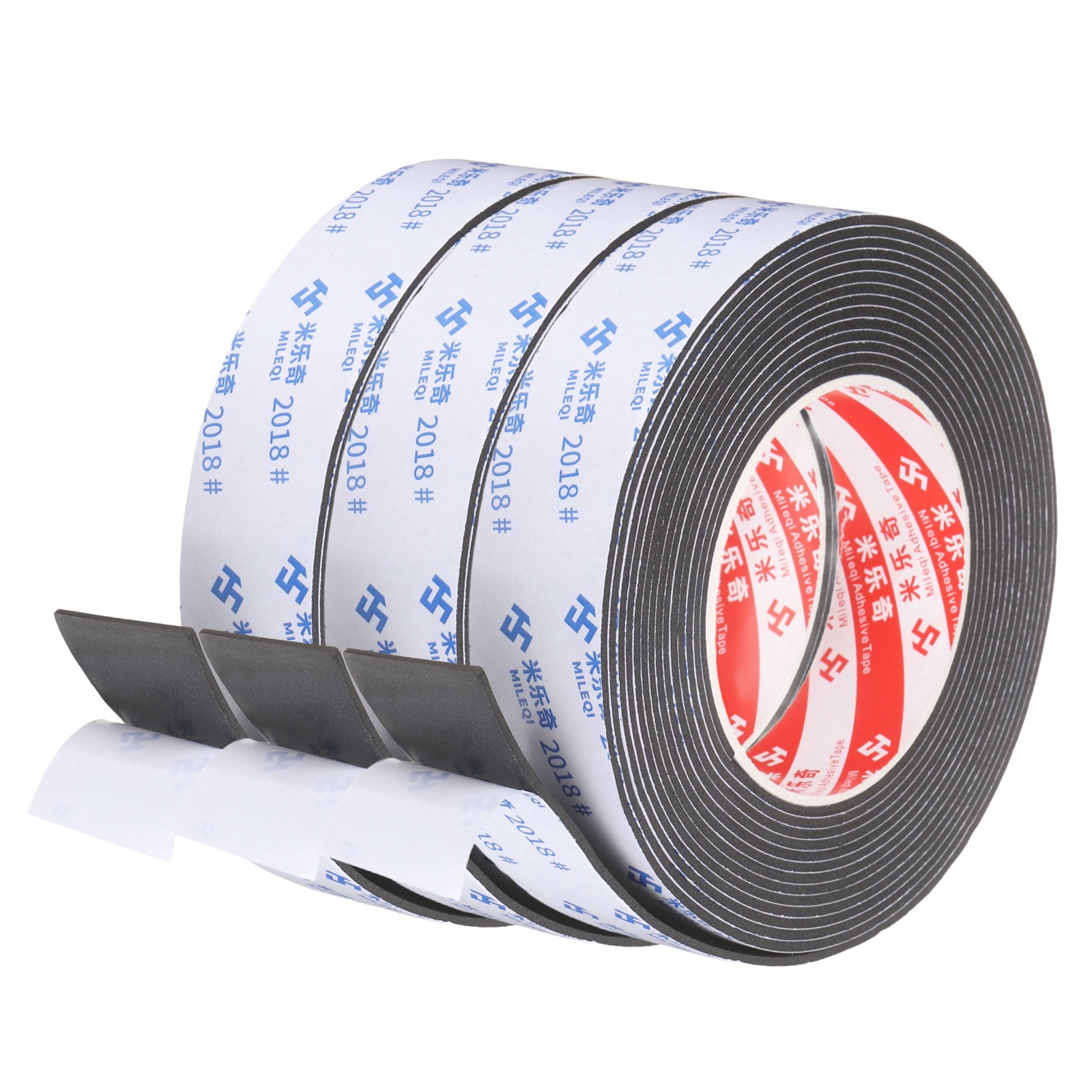 Uxcell 3Roll Sponge Rubber Foam Tape, 1 3/8" W x 5/64" t x 16.4ft l Self-Adhesive Foam Insulation Tape Weather Stripping for Window Door Soundproofing Weatherstrip AC Seal Strip, Black
