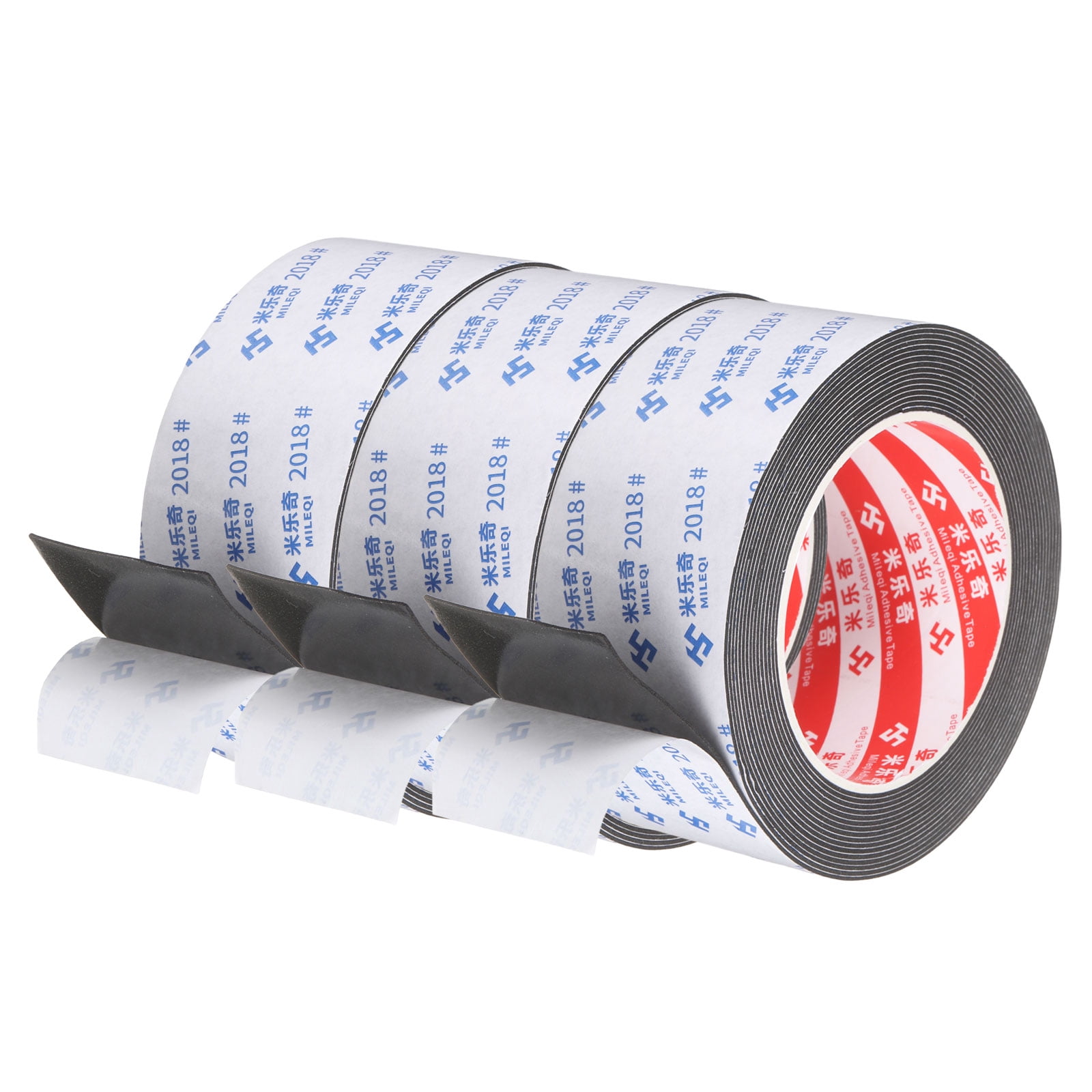 Uxcell 3Roll Sponge Rubber Foam Tape, 1 31/32" W x 5/64" t x 16.4ft l Self-Adhesive Foam Insulation Tape Weather Stripping for Window Door Soundproofing Weatherstrip AC Seal Strip, Black