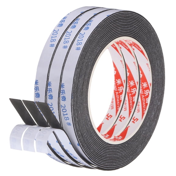 Uxcell 3Roll Sponge Rubber Foam Tape, 3/8" W x 5/64" t x 16.4ft l Self-Adhesive Foam Insulation Tape Weather Stripping for Window Door Soundproofing Weatherstrip AC Seal Strip, Black