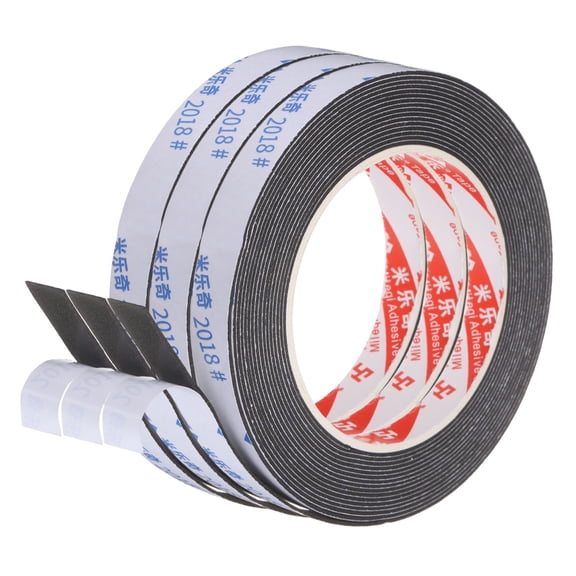 Uxcell 3Roll Sponge Rubber Foam Tape, 5/8" W x 1/32" t x 16.4ft l Self-Adhesive Foam Insulation Tape Weather Stripping for Window Door Soundproofing Weatherstrip AC Seal Strip, Black