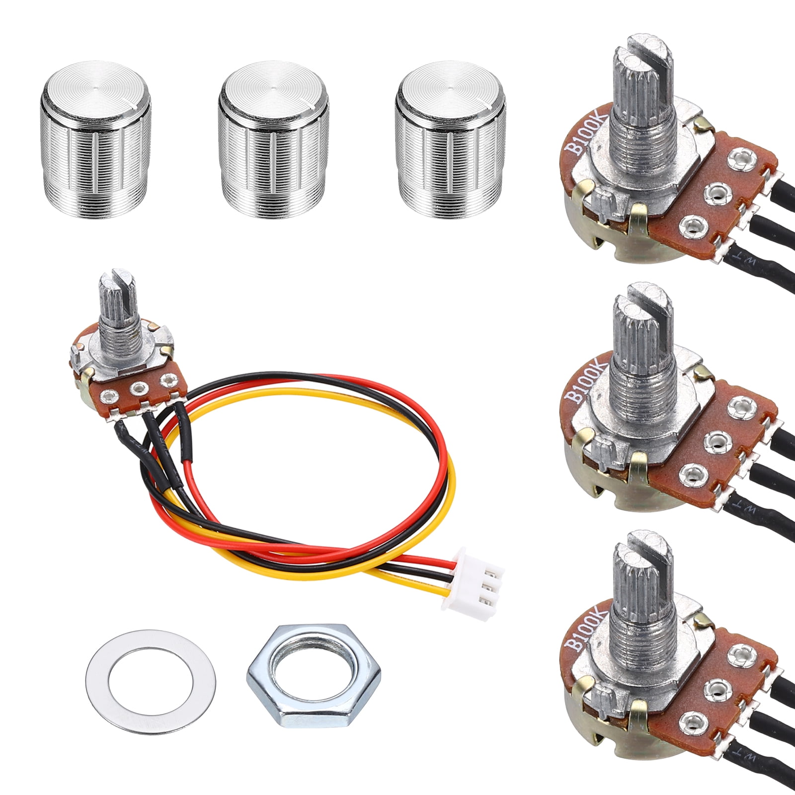 Uxcell 3Set WH148 B100K Ohm Potentiometer Kit, 3Pins Variable Resistors ...