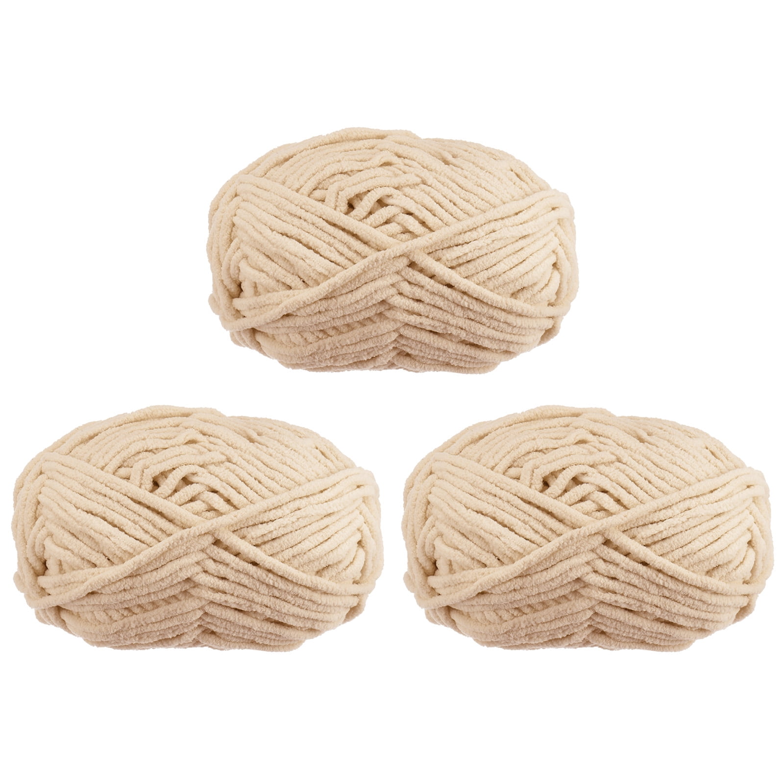 Uxcell 3Skeins Chenille Yarn Blanket Yarn 3x100g/10.5oz Polyester Soft Knitting Apricot