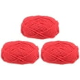 thumbnail image 1 of Uxcell 3Skeins Chenille Yarn Blanket Yarn 3x100g/10.5oz Polyester Soft Knitting Bright Red, 1 of 6