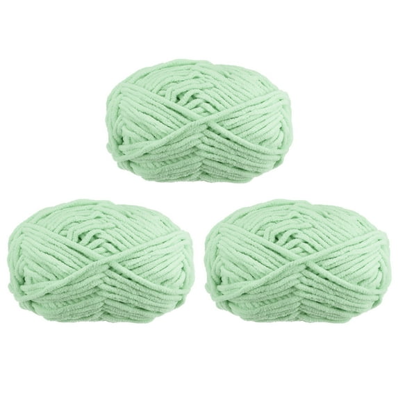 Uxcell 3Skeins Chenille Yarn Blanket Yarn 3x100g/10.5oz Polyester Soft Knitting Light Green, 3x68m(223yds)
