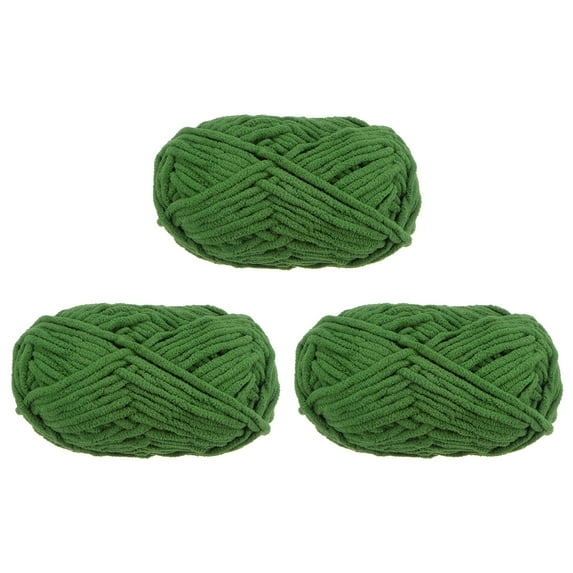 Uxcell 3Skeins Chenille Yarn Blanket Yarn 3x100g/10.5oz Polyester Soft Knitting Moss Green