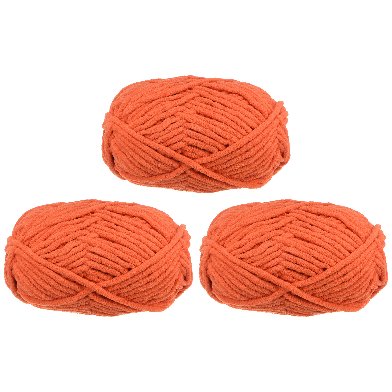 Uxcell 3Skeins Chenille Yarn Blanket Yarn 3x100g/10.5oz Polyester Soft Knitting Orange
