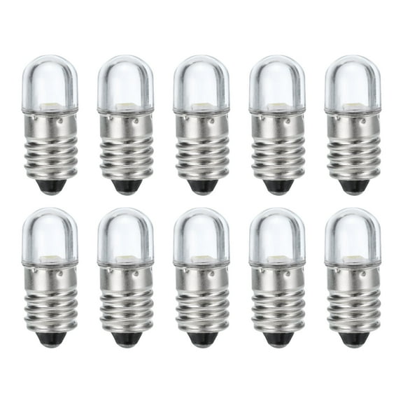 Uxcell 3V/0.17A E10 Mini LED Light Bulbs, 10Pcs Miniature Screw Bulbs Cold White Light
