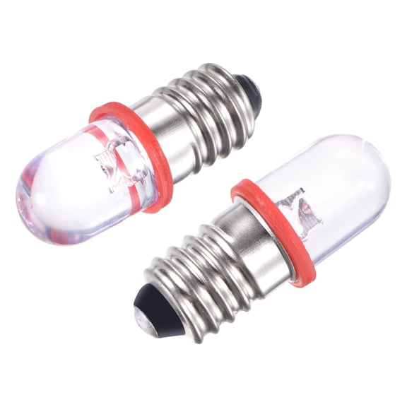 Uxcell 12V 0.25W E10 Round Top Mini LED Bulbs Lights with Box Metal 1.1"x0.46" Red 10Pcs