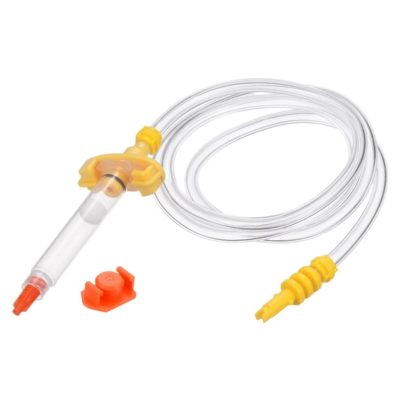 Uxcell 3cc Air Tubing Glue Dispenser Syringes Kit, Syringes Connector Adapter Plastic Clear Tube Sleeve with Piston, End Cap, Top Hat for Industrial Glue Liquid Dispensing, Yellow