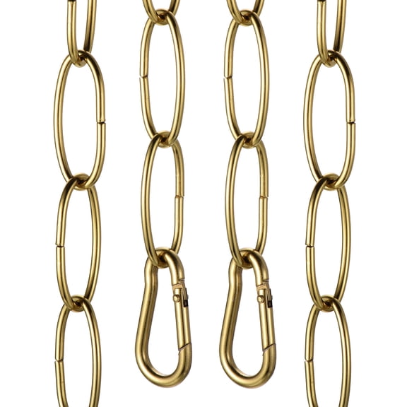 Uxcell 3ft Lighting Hanging Chain, 2.4mm/0.09" Looping Metal Pendant Chandelier Chain Extension with 2 Spring Snap Hook for Hanging Plant Pendant Chandelier Light Fixture, Light Copper
