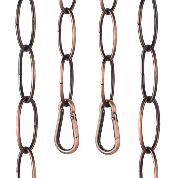 Uxcell 3ft Lighting Hanging Chain, 2.4mm/0.09" Looping Metal Pendant Chandelier Chain Extension with 2 Spring Snap Hook for Hanging Plant Pendant Chandelier Light Fixture, Red Bronze