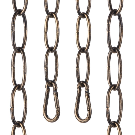 Uxcell 3ft Lighting Hanging Chain, 2.8mm/0.11" Looping Metal Pendant Chandelier Chain Extension with 2 Spring Snap Hook for Hanging Plant Pendant Chandelier Light Fixture, Golden
