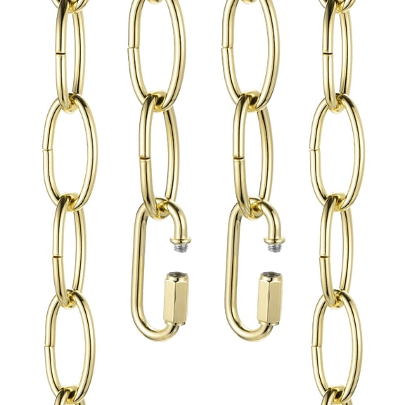 Uxcell 3ft Lighting Hanging Chain, 3.8mm/0.15" Looping Metal Pendant Chandelier Chain Extension with 2 Quick Link Lock for Hanging Plant Pendant Chandelier Light Fixture, Light Golden
