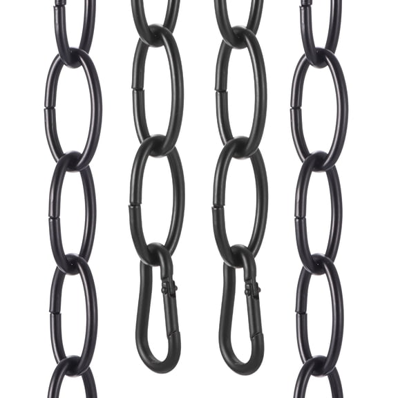 Uxcell 3ft Lighting Hanging Chain, 3.8mm/0.15" Looping Metal Pendant Chandelier Chain Extension with 2 Spring Snap Hook for Hanging Plant Pendant Chandelier Light Fixture, Black