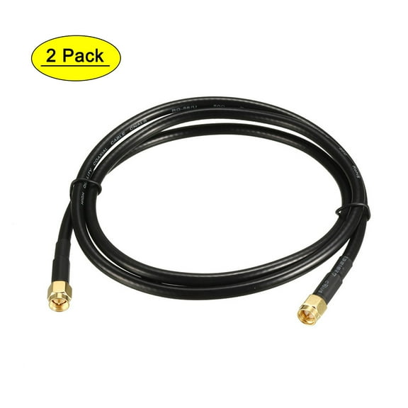 Uxcell 3ft RG58 50 Ohm Antenna Extension Cable SMA Male to SMA Male Coaxial Cable Metal Black 2pcs
