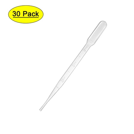 Uxcell 3ml 150mm Graduated Liquid Drop Droppers Disposable Pipettes 30 Pack