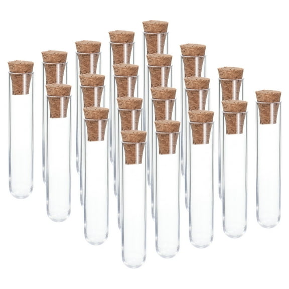 Uxcell 3ml Plastic Test Tubes with Cork Stoppers, 20Pcs 60x12mm Tubes Lab Use, Clear