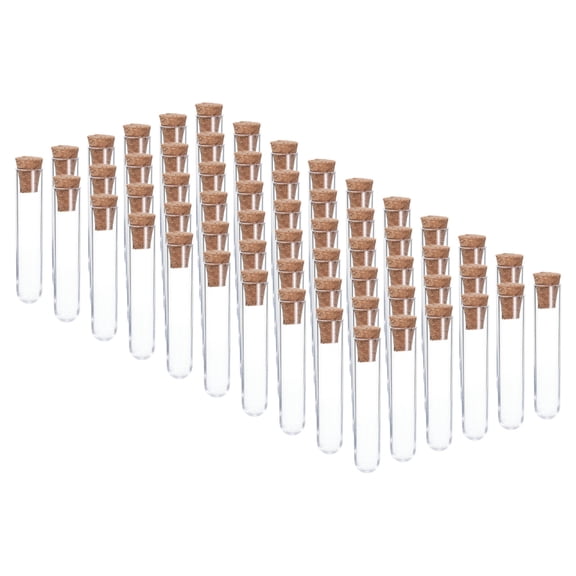Uxcell 3ml Plastic Test Tubes with Cork Stoppers, 60Pcs 60x12mm Tubes Lab Use, Clear