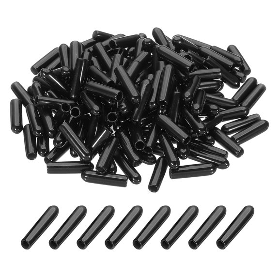 Uxcell 3mm/0.12" Rubber End Caps 144Pcs Covers Flexible Caps Covers Blot Protector Black