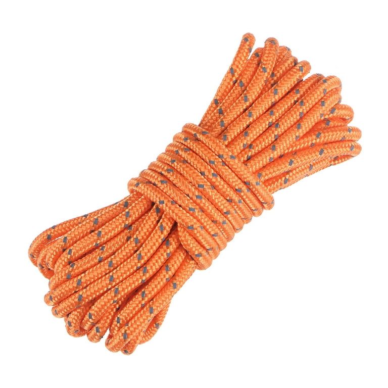 Uxcell 3mm 13.12ft Polyester Fluorescent Reflective Tent Rope Cord Orange  for Camping 