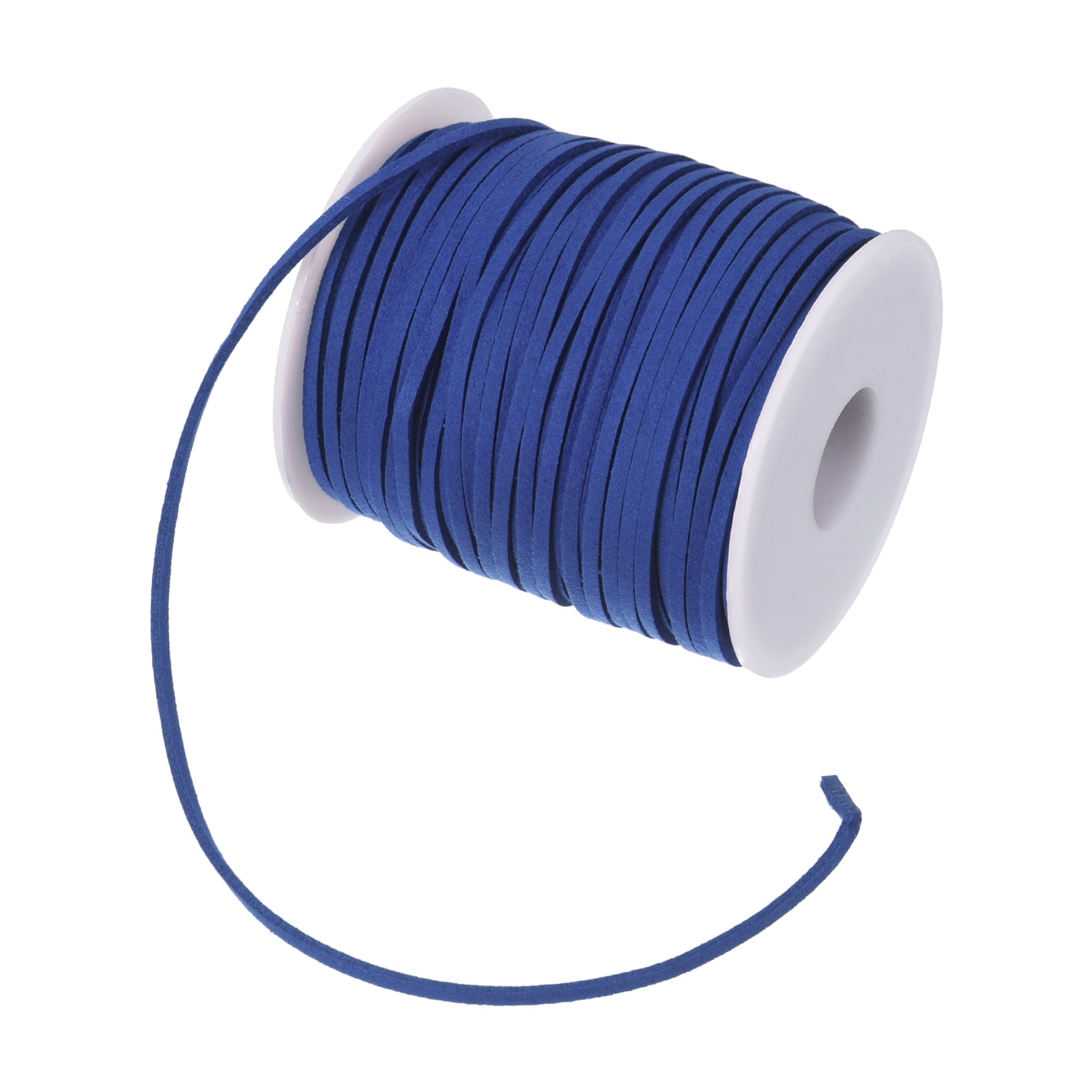 Uxcell 3mm 50 Yard Suede Cord with Roll Spool Flat Craft Faux Leather Lace,  Blue 