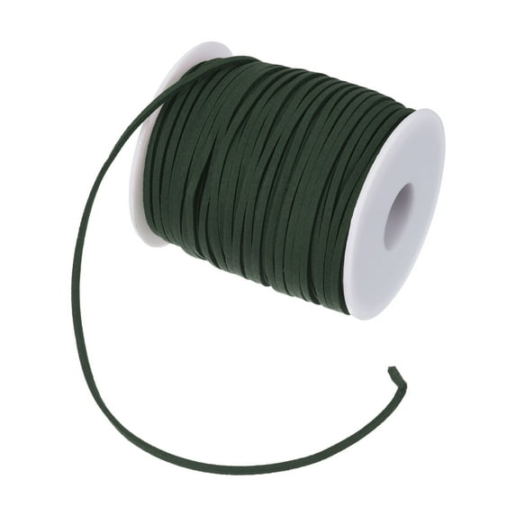 Uxcell 3mm 50 Yard Suede Cord with Roll Spool Flat Craft Faux Leather Lace for Necklace DIY Crafts Green
