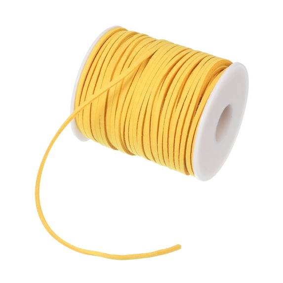 Uxcell 3mm 50 Yard Suede Cord with Roll Spool Flat Craft Faux Leather Lace for Necklace DIY Crafts Yellow