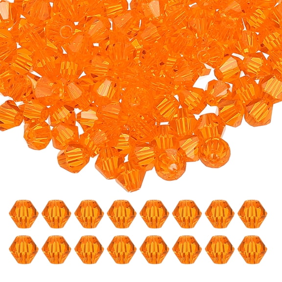 Uxcell 3mm Bicone Crystal Beads, 600 Pcs Glass Faceted Bicone Beads for Jewelry Making, Orange