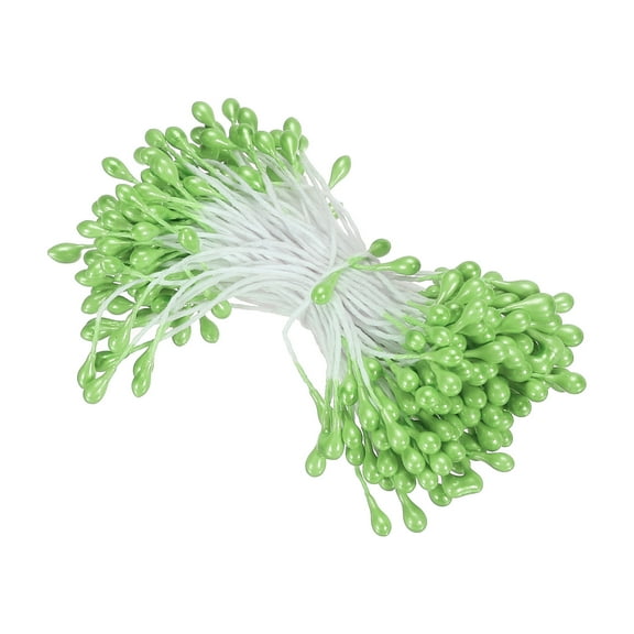 Uxcell 3mm Double Heads Flower Stamen, 150 Pcs Artificial Flower Pistil Matt for DIY Christmas Decoration, Lawn Green