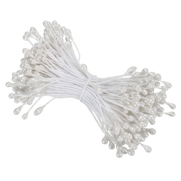 Uxcell 3mm Double Heads Flower Stamen, 150Pcs Artificial Flower Stamen Pistil Matt for DIY Christmas Decoration, White