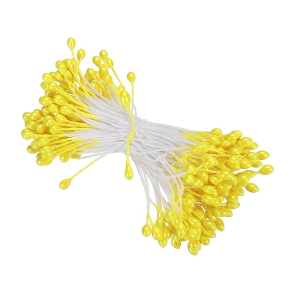 Uxcell 3mm Double Heads Flower Stamen, 150Pcs Artificial Flower Stamen Pistil Matt for DIY Christmas Decoration, Yellow