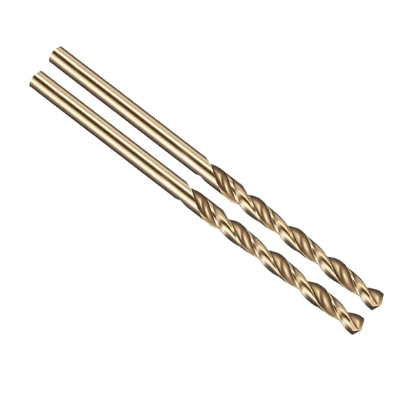 Uxcell 3mm Drill Bit, M42 8% Cobalt High-Speed Steel Jobber Straight Shank 135° Gold Finish for Hard Metal High-temperature Titanium Alloy - 2 Pack