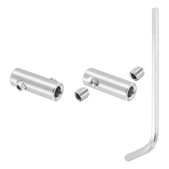 Uxcell 3mm Hole Wire Rope Clips Set, 2 Pcs 304 Stainless Steel Double Holes Lock Cable Clamps Clip with M4 Hexagon Screws Spanner for Wire Rope Fitting, Silver
