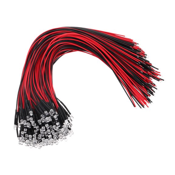 Uxcell 3mm LED Diode Light, 120 Pcs 9-12V DC Pre Wired Mini LED Lights Bulb Light-emitting Lamp for RC DIY Indicator Lighting, Red