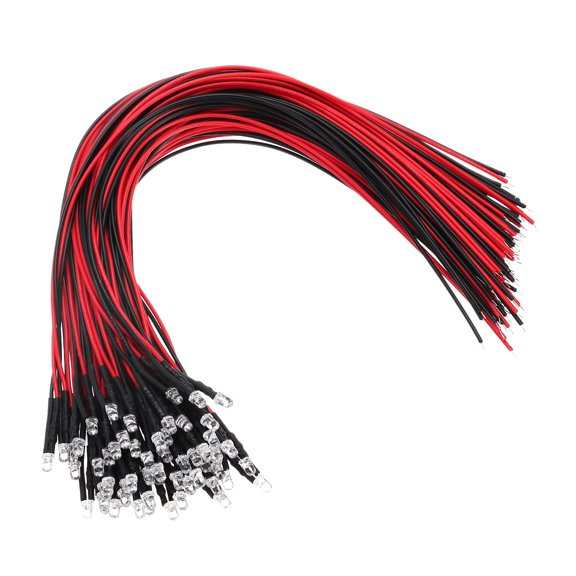 Uxcell 3mm LED Diode Light, 60 Pcs 3-6V DC Pre Wired Mini LED Lights Bulb Light-emitting Lamp for RC DIY Indicator Lighting, Colorful Fast Flash