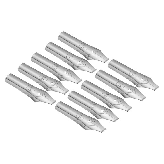 Uxcell 3mm Line Width Fountain Pen Nib Replacement 304 Stainless Steel for Drawing Writing 10 Pcs
