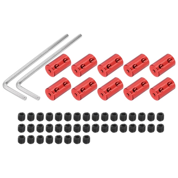 Uxcell 3mm to 3mm Bore Rigid Coupling 20mm x 12mm M4 Aluminum Alloy Shaft Red 10 x Coupling 40 x Screws 2 x Wrench