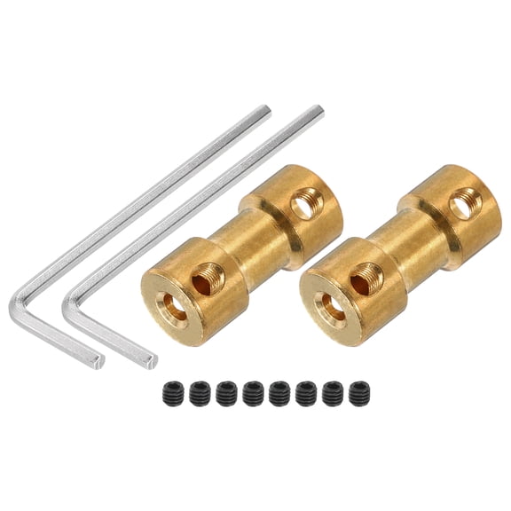 Uxcell 3mm to 4mm Bore Rigid Coupling 20mm x 9mm M3 Brass Shaft Copper Tone 2 x Coupling 8 x Screws 2 x Wrench