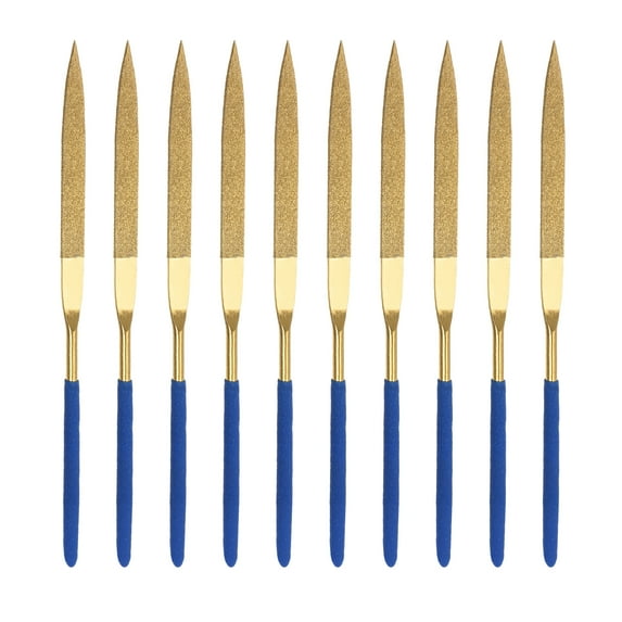 Uxcell 3mm x 140mm Flat Point Files Diamond Needle File Set Titanium Plated 10pcs