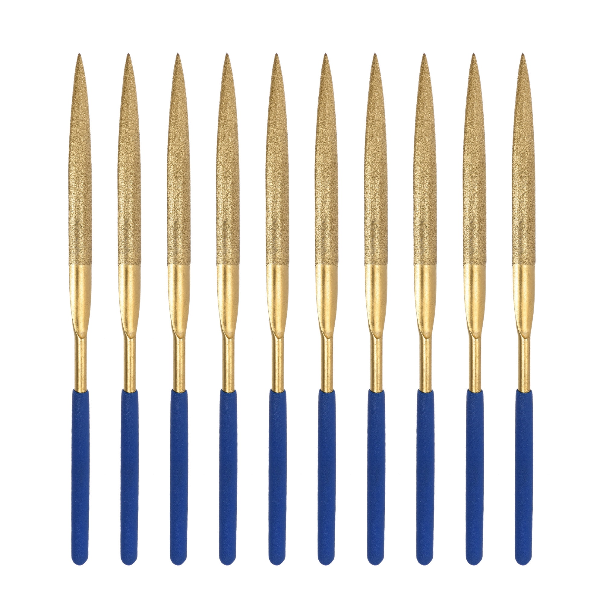 Uxcell 3mm x 140mm Half Round Files Diamond Needle File Set Titanium ...