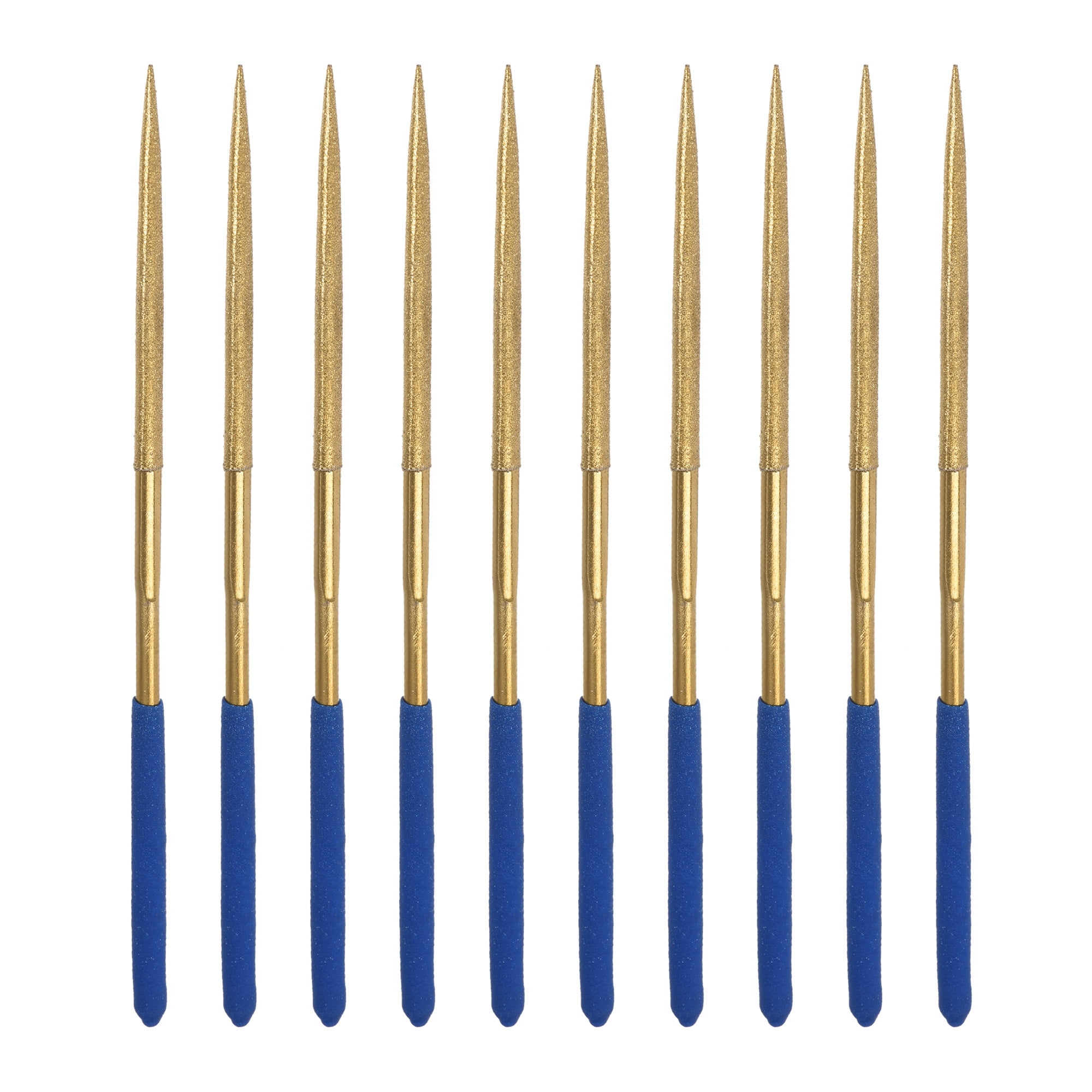 Uxcell 3mm x 140mm Oval Files Diamond Needle File Set Titanium Plated ...