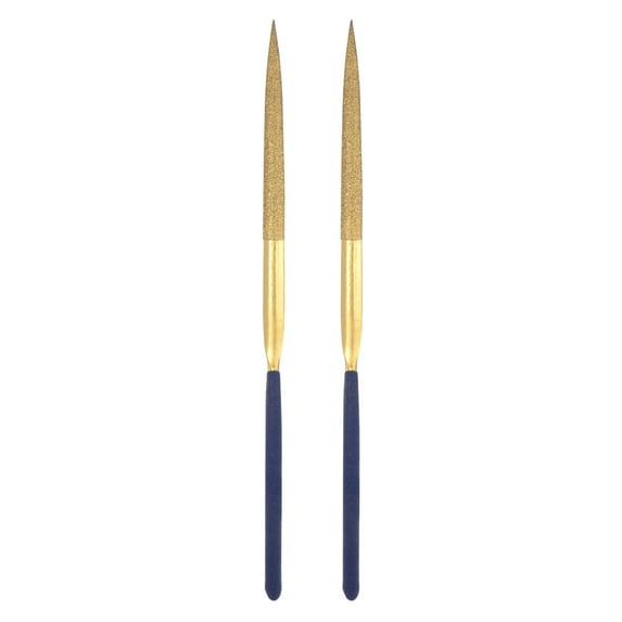 Uxcell 3mm x 140mm Titanium Coated Half Round Diamond Needle Files with TPU Handle 2 Pack