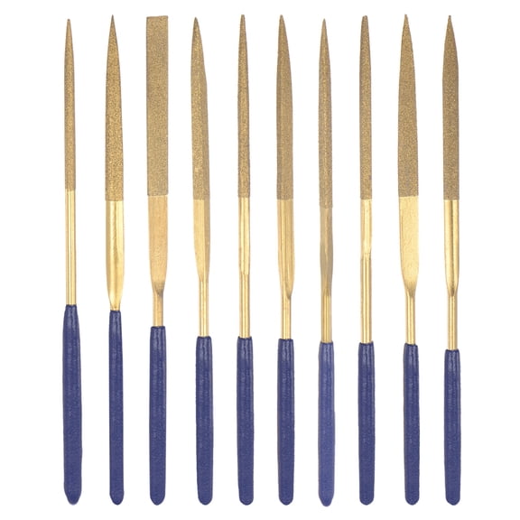 Uxcell 3mm x 140mm Titanium Coated Flat Round Triangle Diamond Needle Files Set 10 Pack