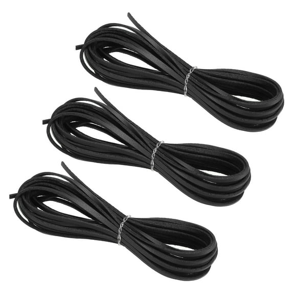 Faux Suede Leather Cord, Flat Synthetic Leather Strips for Necklace Bracelet Jewelry Beading DIY Crafts Black
