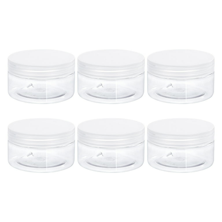 3oz/ 100ml Round Plastic Jars with Transparent Screw Top Lid for Storage  4Pcs