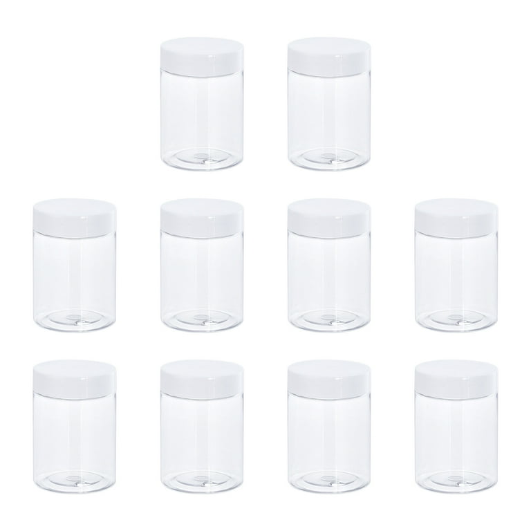 https://i5.walmartimages.com/seo/Uxcell-3oz-100ml-Round-Plastic-Jars-with-White-Screw-Top-Lid-for-Storage-10Pack_b590c53b-c318-4d2d-8ecb-f718463c1be1.293c85b98eb270f40fb258ed7152f121.jpeg?odnHeight=768&odnWidth=768&odnBg=FFFFFF