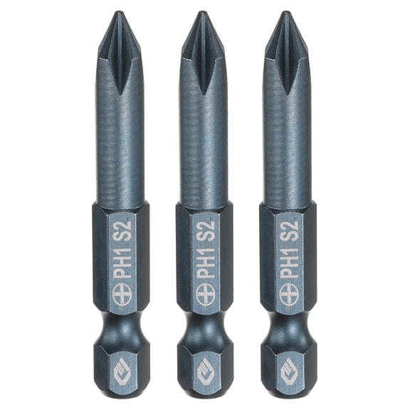 Uxcell 3pcs #1 Phillips Screwdriver Bit PH1 1/4" Hex Shank 2" (50mm) Long 0.24" Rod Magnetic Cross Head Drill Bits S2 Steel Industrial Screw Driver Bit for Electric Power Tools, Blue