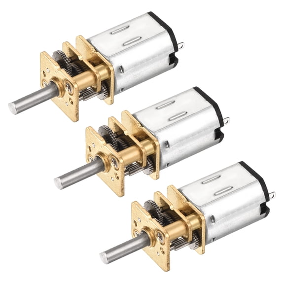 Uxcell 3pcs 12V 850RPM Rated Torque 10 Output Shaft Length 10mm Micro DC Speed Reduction Motor Mini Metal Gearbox Motor