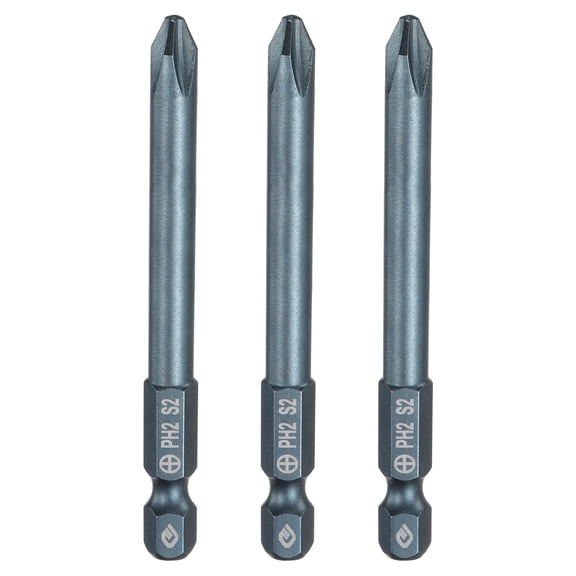 Uxcell 3pcs #2 Phillips Screwdriver Bit PH2 1/4" Hex Shank 3" (75mm) Long 0.24" Rod Magnetic Cross Head Drill Bits S2 Steel Industrial Screw Driver Bit for Electric Power Tools, Blue