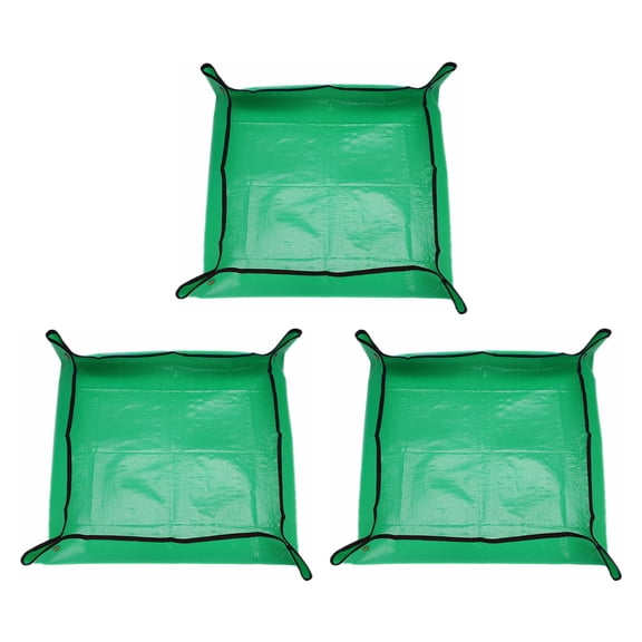 Uxcell 3pcs 26.8" x 26.8" PE Cloth Plant Repotting Mat with Metal Buckle, Green